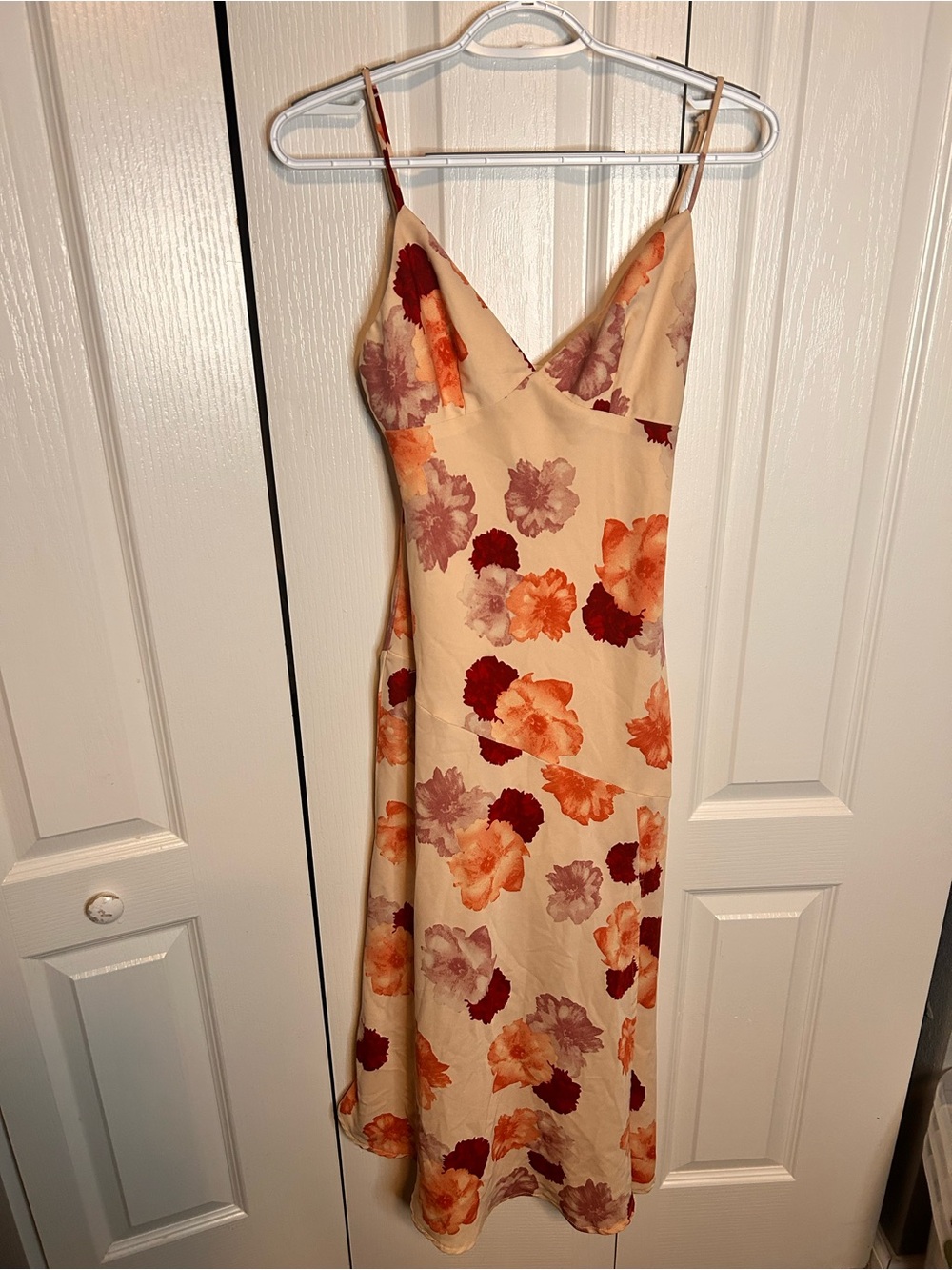 Here Comes The Sun Size Small Floral Slip Maxi Slit Dress Pink Orange Flower